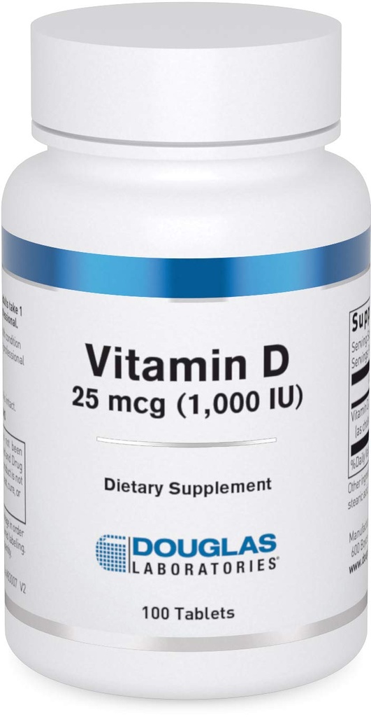 Douglas Laboratories Vitamin D 25 mcg (1. 000 IE) - D3 Vitamin - Til immunforsvar, Knoglehygiejne og tandsundhed * - D Vitamin som Cholecalciferol - 100 tabletter