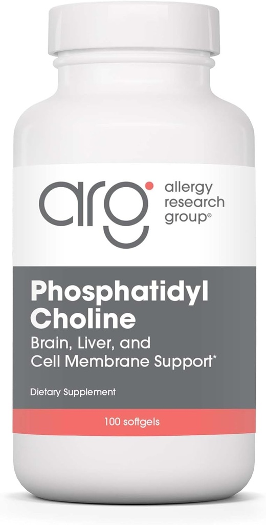 Allergi Research Group Phosphatidyl Cholin Supplement - Lecithin Capsules, fordøjelsesenzymer til lever, fedt fordøjelsesstøtte, Cholin Kosttilskud til fede lever, 1540mg Softgels - 100 Greve