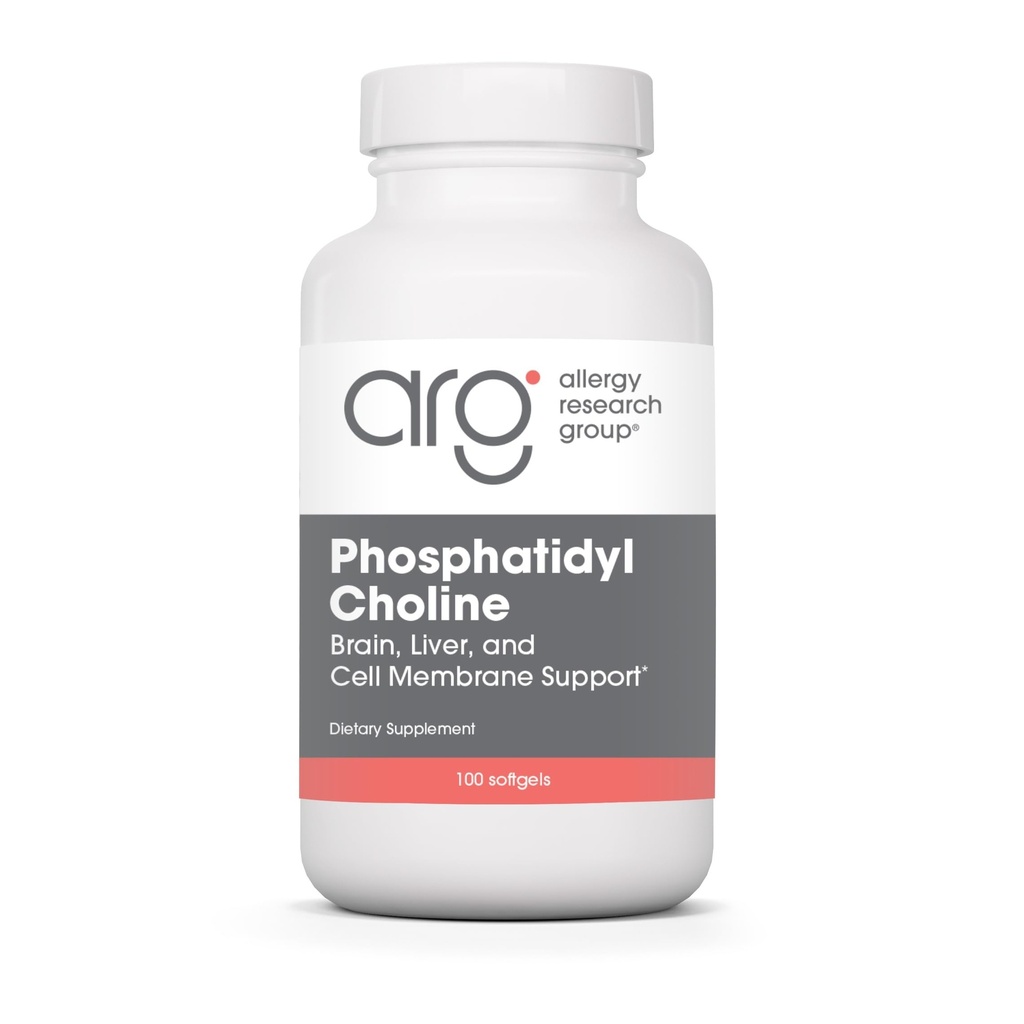 Allergi Research Group Phosphatidyl Cholin Supplement - Lecithin Capsules, fordøjelsesenzymer til lever, fedt fordøjelsesstøtte, Cholin Kosttilskud til fede lever, 1540mg Softgels - 100 Greve