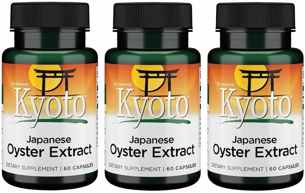 Swanson Kyoto Japansk Oyster Extract - Natural Supplement Promotion Drive & Wellness for Mænd & Kvinder - (500 milligram 60 kapsler) (3 Pack)