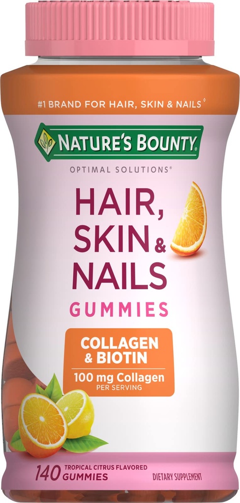 Naturens Bounty med Biotin og Collagen, Citrus Gummies, 140 Ct