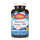 Carlson - Maksimum Omega 2000, 2000 mg Omega-3 fedtsyrer inkl. EPA og DHA, Wild- Caught, Norwegian Fish Oil Supplement, Sustainable Sourced Fish Oil Capsules, Lemon, 60 Softgels
