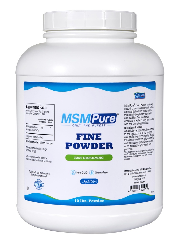 KALA SUNDHED MSMPure Hurtig opløsning Fine MSM Powder krystaller - US- Made MSM for fælles sundhed, hududseende, og hår & negle støtte - 10 LB, Økologisk svovl