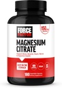 Force Factor Magnesium Citrate, Magnesium Supplement for Women and Men to Support Bone, Muscle, Nerve, Digestion, and Heart Health, Easy on The Stomach, Vegan, 6-Month Supply, 180 Capsules