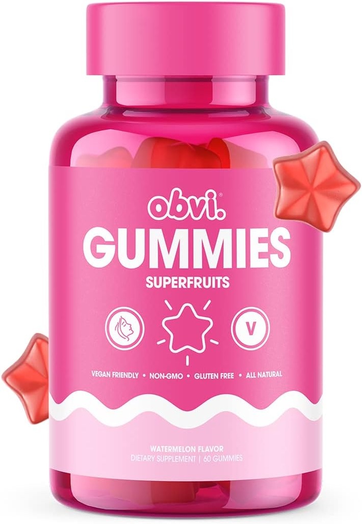 Obvi Superfruit Gummies; Vegan Multivitamin, Understøtter sund Collagen produktion til glødende hud, antioxidant og vitaminer til immunforsvar