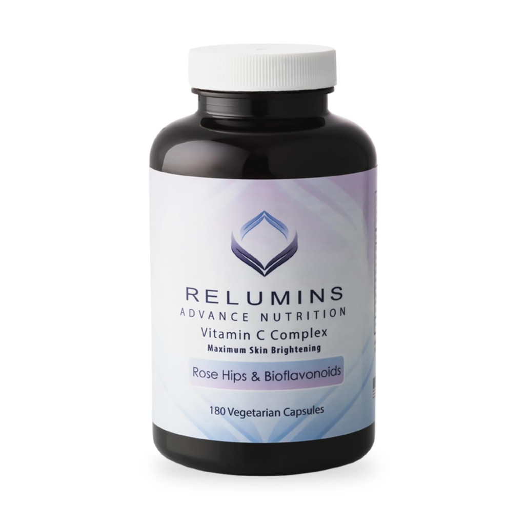 Reluminer Avanceret C-vitamin tillæg med Rose HIPS - 1000 mg C-vitamin, immunforsvar & kollagen produktion, Lavet i USA - 180 kapsler (90- Day Supply)