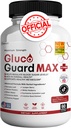 GlucoGuard Max Daily Wellness Support med vitaminer, mineraler og urter - Chrom, Magnesium, Banaba, Bitter Melon, og Zink - Non-GMO, Gluten- Free - 60 kapsler