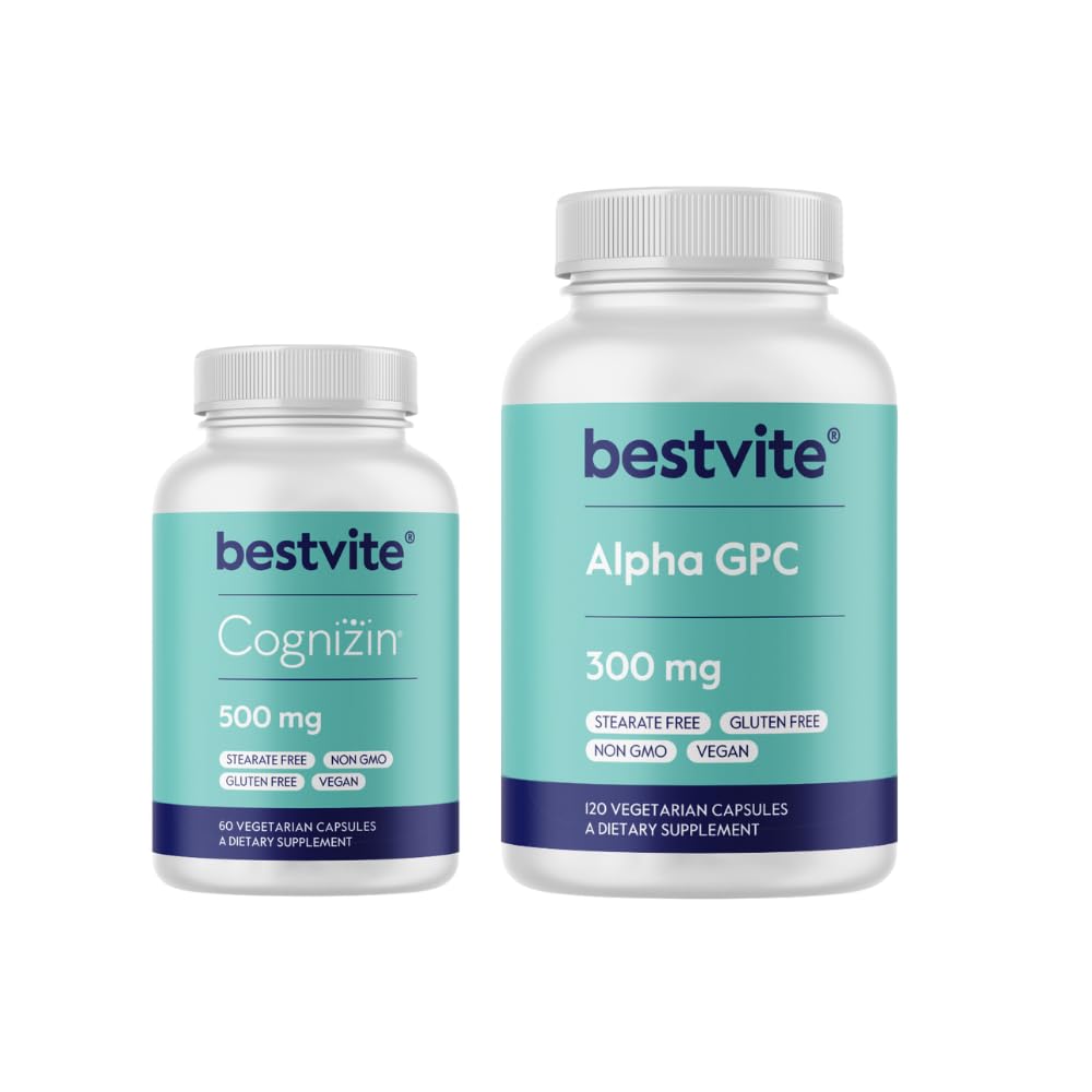 BESTVTIE Cognizin 500mg & Alpha GPC 300mg - No Stearates - Brain Supplements for Memory and Focus