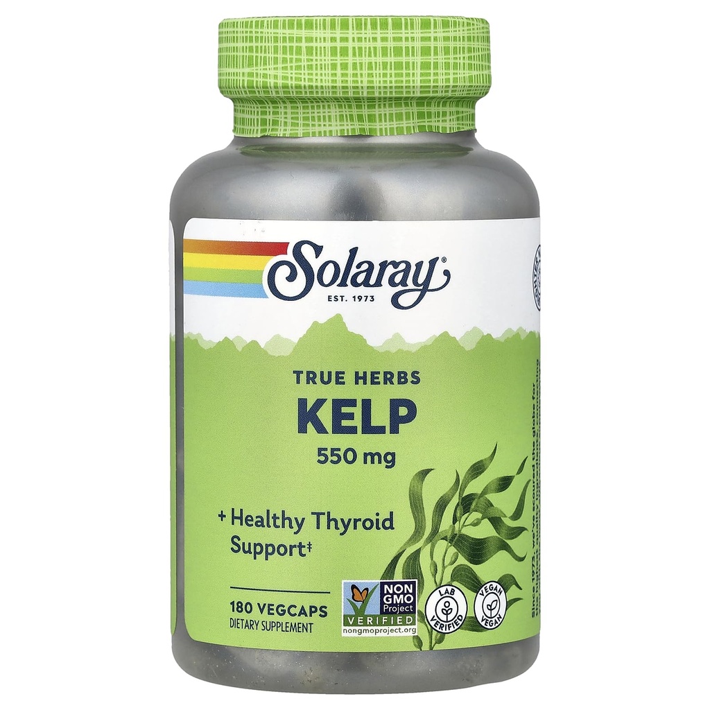 Solaray Kelp 550 mg med folinsyre til sund thyreoideafunktion, Energi & Metabolisme Support