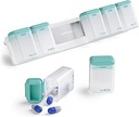 Ugentlig Pill Organizer Magnetisk, Aftagelig Pill Box 7 Dag 1 Tid om dagen, Stor Pill Case Rejser, Uge gang daglig medicin dispenser, Medicin Container Holder for Supplement Vitamin, Cyan