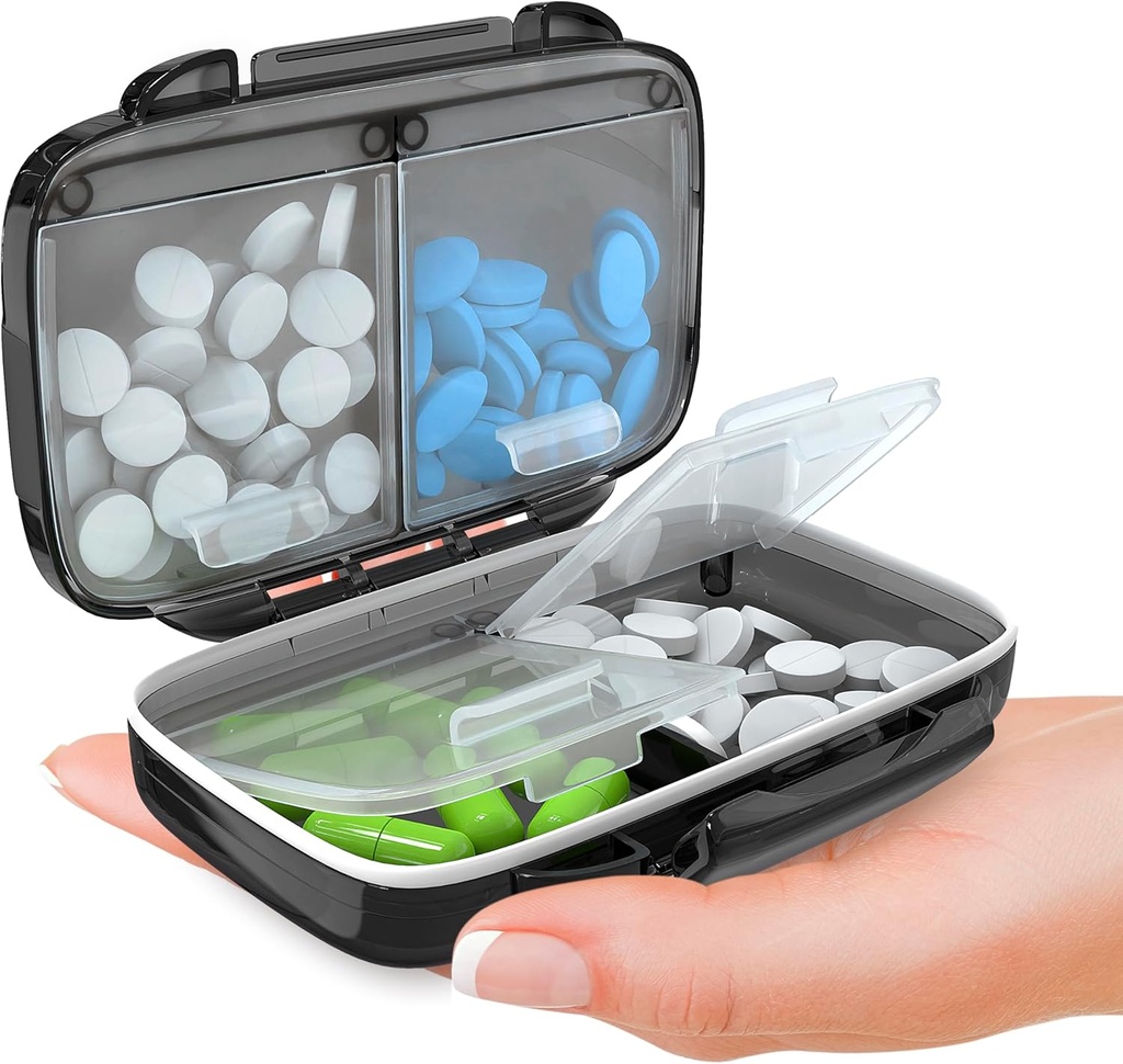 BEXEEN lille pill kasse til purse mini pill sag - Medicin pill Organizer Rejser - Portable pill Container Compact pill Holder Fugt Bevis Pocket Vitamin Organizer 4 Segment Medication Kit