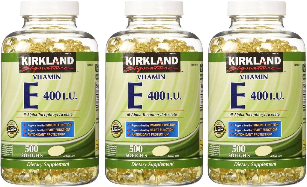 Kirkland Signature, Vitamin E 400 IE 500 Softgels fvKDn (pakning med 3)