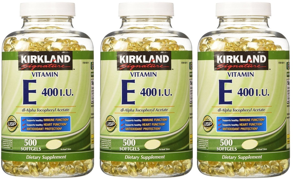 Kirkland Signature, Vitamin E 400 IE 500 Softgels fvKDn (pakning med 3)