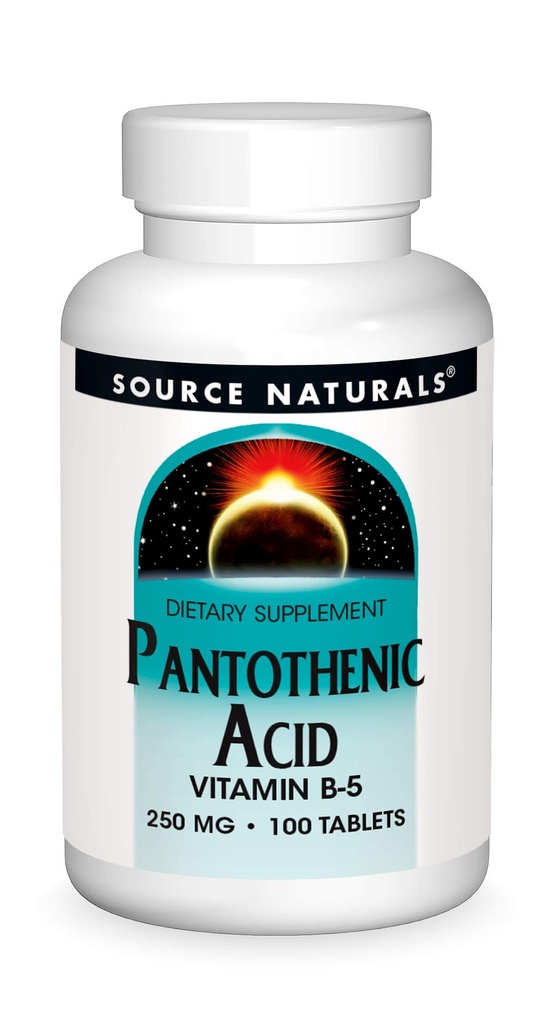 Source Naturals Pantothensyre 250 mg vitamin B- 5 Kosttilskud - 100 tabletter