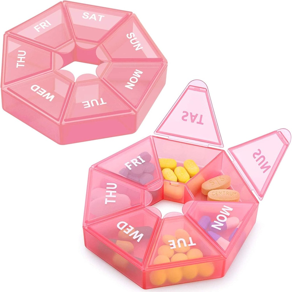 2PCS Weekly Pill Organizer Stor 7 dag Pill Box Organizer Daglig medicin sag for Vitamin Fish Oil Pills Kosttilskud Gigt Friendly