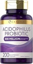 Carlyle Acidophilus Probiotic Capsules for Women and Men | 500 Million CFU | 200 Pills | Lactobacillus Supplement | Non-GMO and Gluten Free