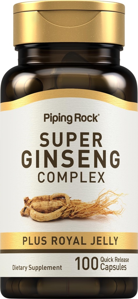 Piping Rock Ginseng Complex Capsules Note 124; 100 Greve Note 124; med Royal Jelly Note 124; Non- GMO, Gluten Free Supplement
