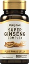 Piping Rock Ginseng Complex Capsules Note 124; 100 Greve Note 124; med Royal Jelly Note 124; Non- GMO, Gluten Free Supplement