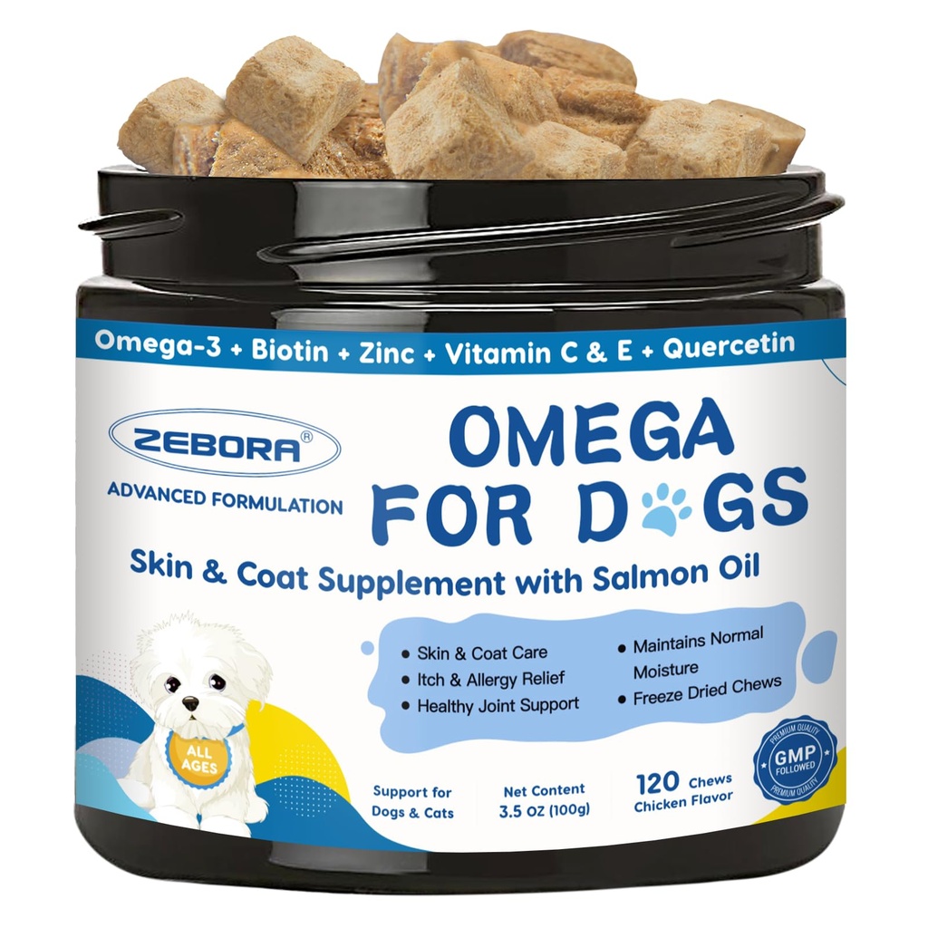 Omega 3 for hunde med lakseolie, fiskeolie til hunde hud og coat supplement, hundeallergi Relief, Hot spot behandling, Anti Shedding, Hip & fælles støtte med EPA & DHA, biotin, E-vitamin