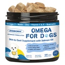 Omega 3 for hunde med lakseolie, fiskeolie til hunde hud og coat supplement, hundeallergi Relief, Hot spot behandling, Anti Shedding, Hip & fælles støtte med EPA & DHA, biotin, E-vitamin