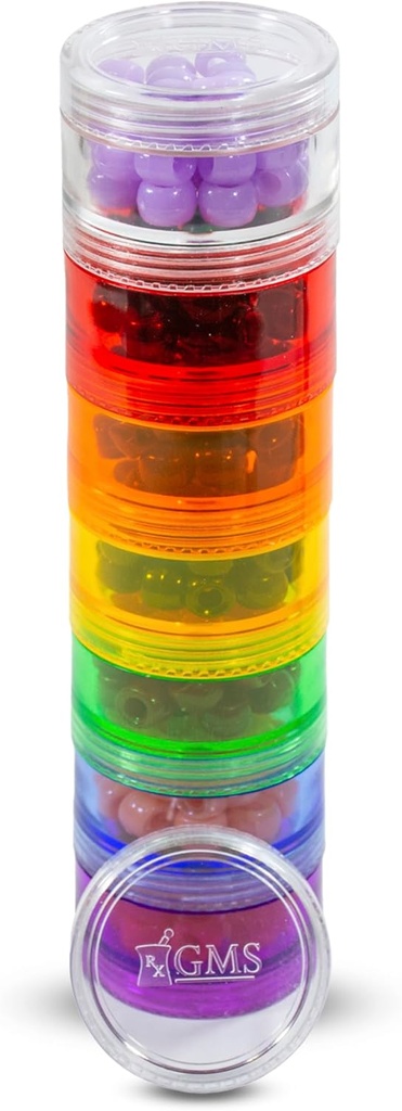 7 dages medicin pille Organizer - Stakbar pille boks - Fits små tabletter & Vitamin kosttilskud - Hold din daglige medicin organiseret på ét sted - lille - Rainbow
