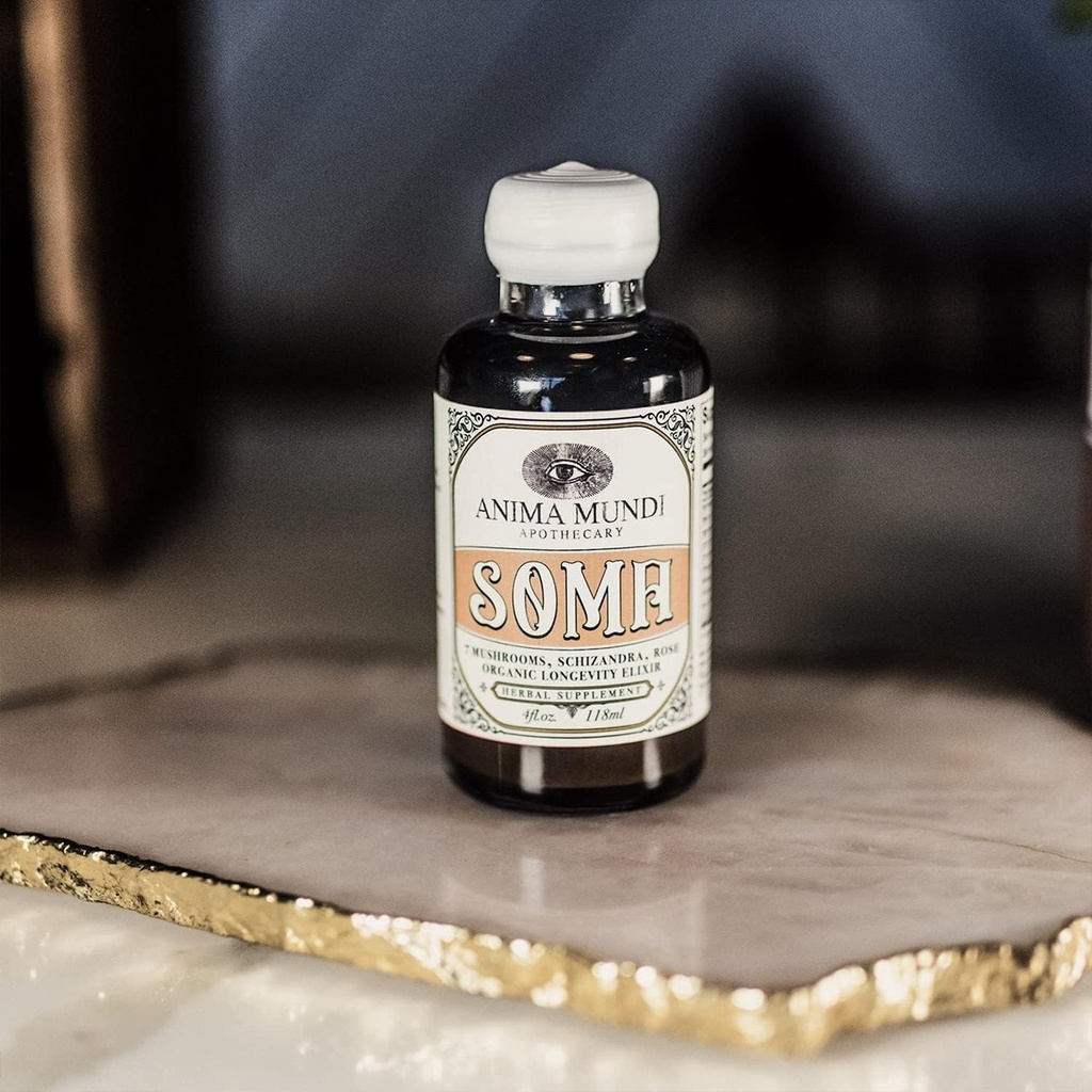 Anima Mundi Apothecary Soma 7 Mushroom Adaptogen Elixir - Mushroom Liquid Extract Tincture with Reishi, Chaga, Lions Mane & Cordyceps - Vegansk immunforsvar tincture (2oz)