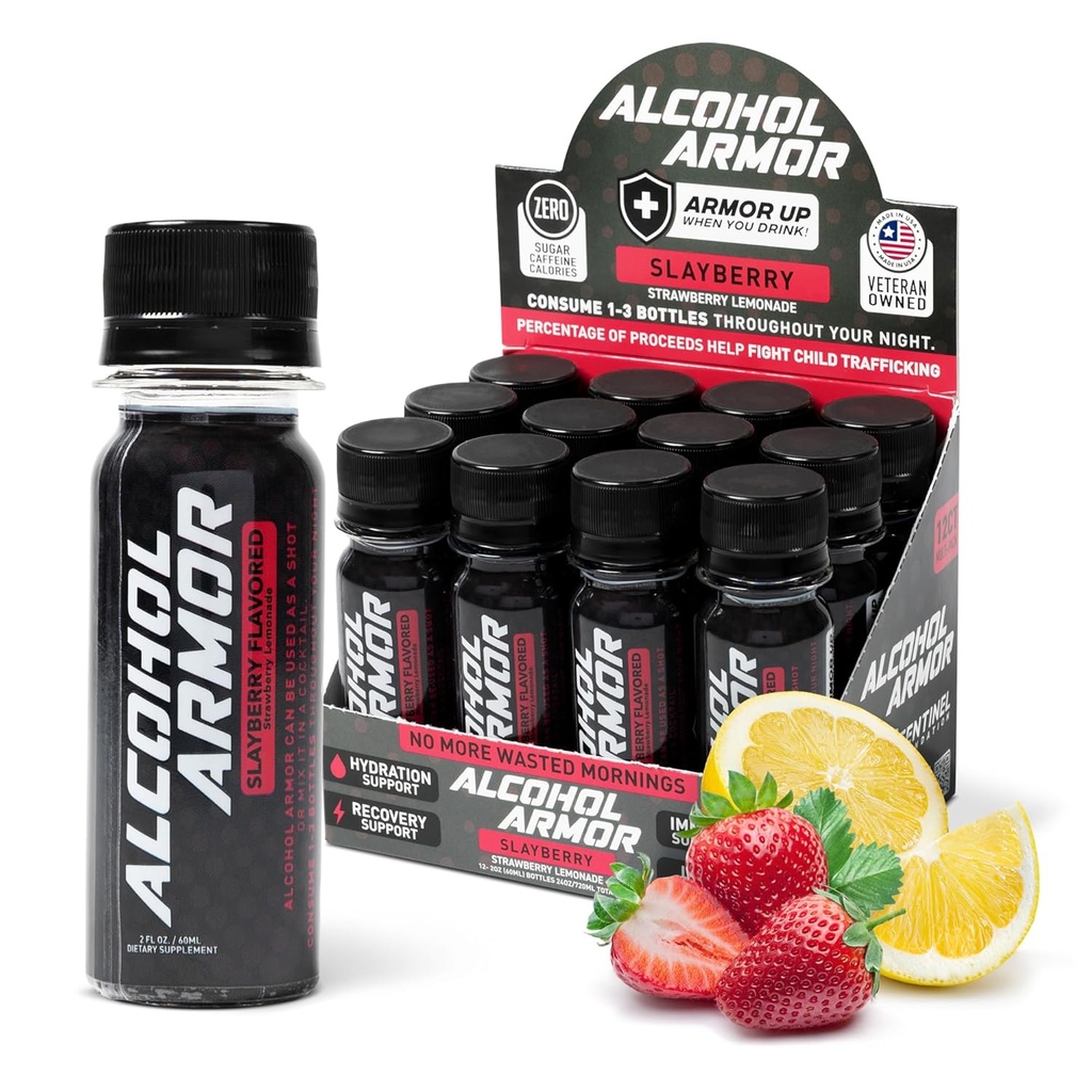 Slay Berry Elixir - Hydration Support, Essential Vitaminer og Elektrolytter, Vitamin B12, Mælk tidsel - 12 Pack
