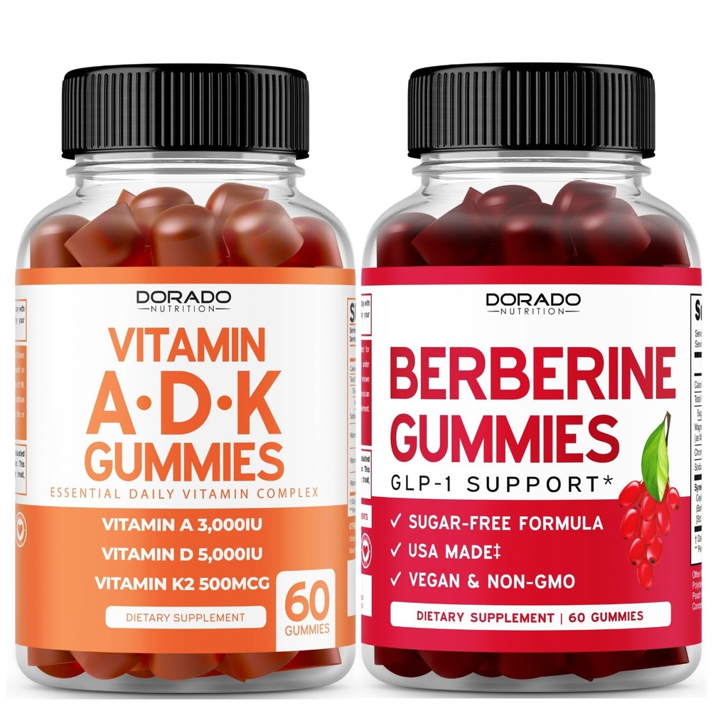 ADK Gummies Vitamin D3 K2 (60 Gummies) Sugar Free Vitamin D3 K2 - Supplement med D & K - 10 Vegan Supplement - Berberine Gummies med Ceylon kanel til voksne - Ikke GMO & Lavet i USA
