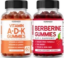 ADK Gummies Vitamin D3 K2 (60 Gummies) Sugar Free Vitamin D3 K2 - Supplement med D & K - 10 Vegan Supplement - Berberine Gummies med Ceylon kanel til voksne - Ikke GMO & Lavet i USA