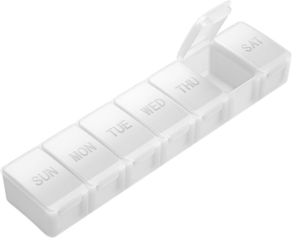 Ekstra Stor Pill Organizer Weekly, KAPENS Daily Pill Case Box Store Kapacitet Compartments, 7 dages Pill Containers for Medicine Supplements Vitamin Fish Oil, Hvid