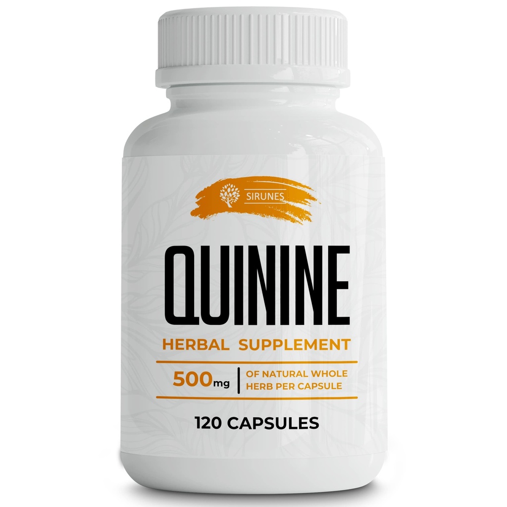 SIRUNES Leg Cramp Relief Quinine Capsules - Natural Cinchona Bark Supplement for Cramp Defense & fordøjelsessygdomme - 1000mg Quinine Pills, 120 tabletter, non-GMO, glutenfri