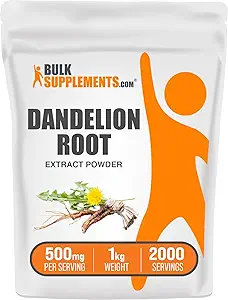 BulkSupplements.com Mælkebøtte Root Extract Powder - Mælkebøtte Root Supplement, Herbal Supplement - Vegan & Gluten Free, 500mg per servering, 250g (8,8 oz) (Pack of 1)