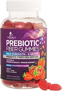 Fiber Gummies for Adults, Daily 4g Gummy Fiber Supplement, Prebiotic Gummy Digestive Health Support - Plant Based Soluble Fiber Chews, Prebiotics Supports Regularity & Digestion Non-GMO - 120 Gummies