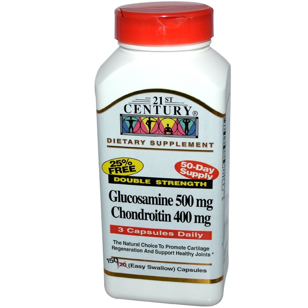 21. århundrede Glucosamin Chondroitin 500 / 400mg - Dobbelt styrke, cp 150 Tæl