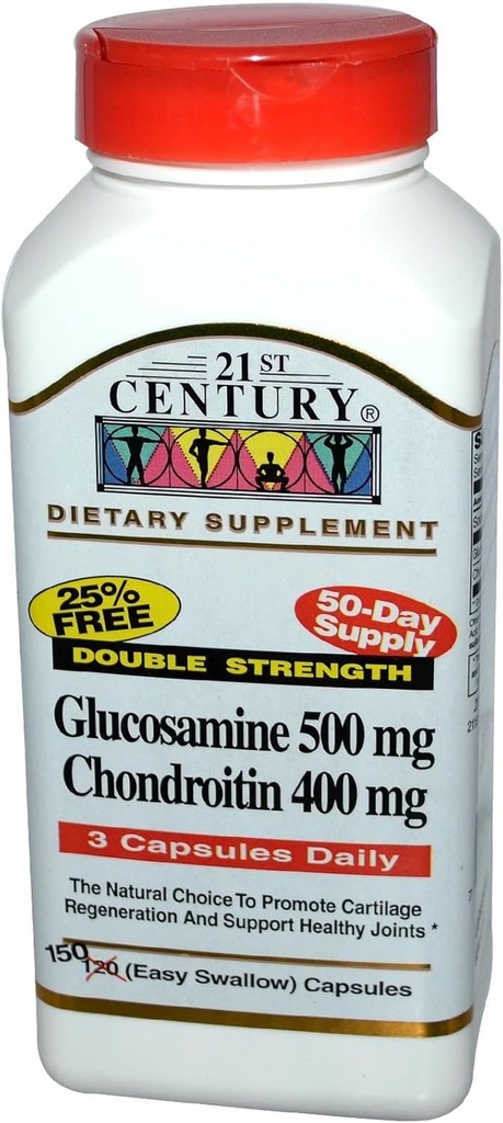21. århundrede Glucosamin Chondroitin 500 / 400mg - Dobbelt styrke, cp 150 Tæl
