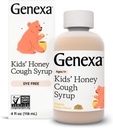 Genexa Kids Organic Honey Hough Syrup, Farvefri, 0% Kunstige Tilsætningsstoffer, Børns Hoste Remedy for Kids 2-11, Lindrende Natural Honey Flavor, Gluten Free, & Non- GMO 4 fl oz