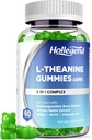 L- Theanine Gummies, l 'theanine 400mg med Ashwagandha, GABA, 5htp, L- Theanine Chewable Supplement til afslapning, Zzz & Focus Support, Vegan, Lemon Flavor, 60 Counts