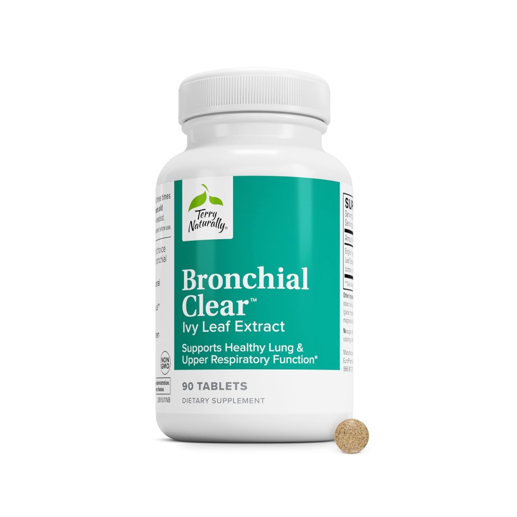 Terry naturligt bronkial klar - 90 tabletter - Lindrende Lung & Øvre luftveje funktion Support, Non- Drowsy, Non- Jittery - Non- GMO, Gluten- Free - 90 Serveringer