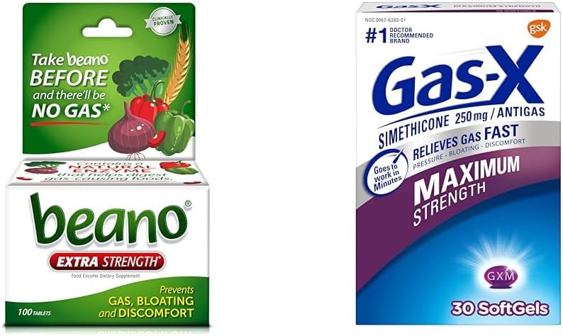 Beano Ultra 800 Grev og gas- X Maksimal styrke 250 mg Simeticone 30 Grev Gas Relief