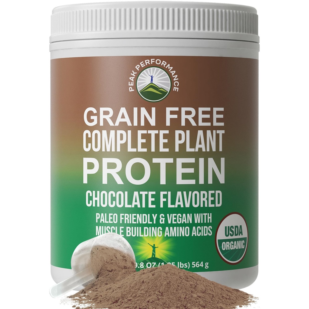 Organic Paleo Grain Free Plant Based Raw Vegan Protein Powder. Amazing Aminosyreprofil og mindre end 1g sukker. med Hamp og Pea Protein Chokolade Smaget