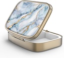 Pill Case Pill Box med spejl Retro 2 Segment Lille Pill Case til purse eller Pocket Bronze Rektangulær Pill Box eller Vitaminer, Fiskeolie, Kosttilskud, Pill Containe Travel Gaver