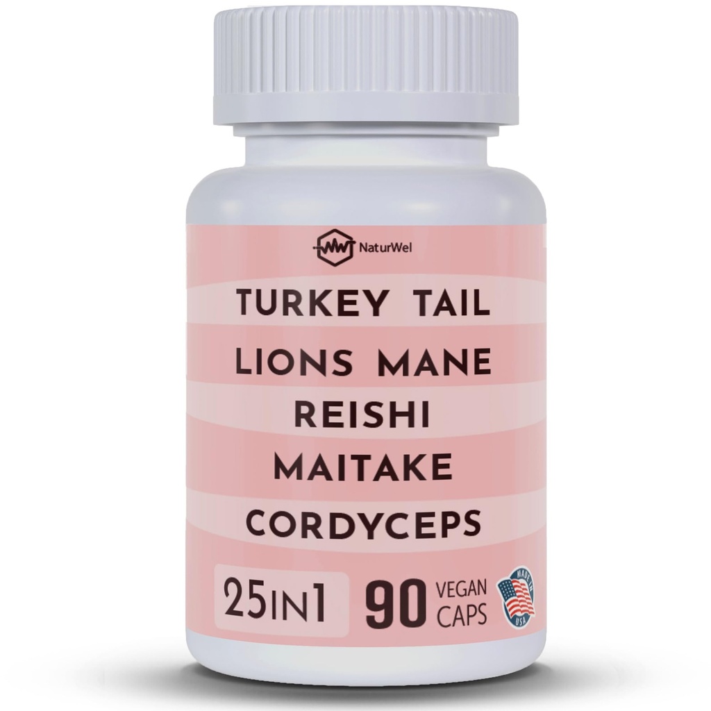 Kalkun Hale 3000mg Lions Mane 3000mg Reishi 1500mg Mushroom Blend med Chaga Maitake Cordyceps Shiitake Field124; Mushroom Blend Budd124; Focus Pills - 90 Count (90 Count Pack of 1)