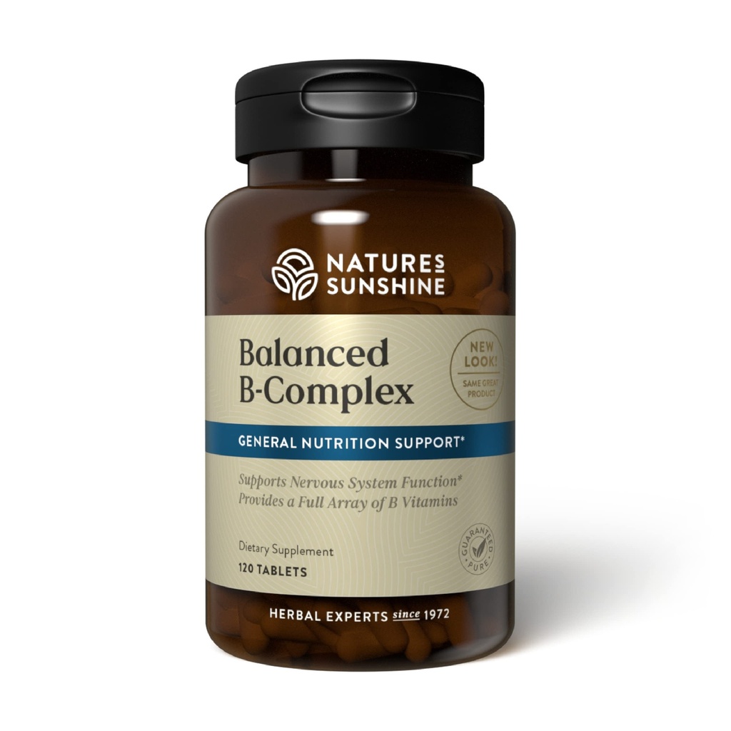 Nature 's Sunshine Balanced B Complex, 120 Tabletter Note 124; B Complex Vitamin til støtte fordøjelse og nervesystem sundhed med vegetar formel