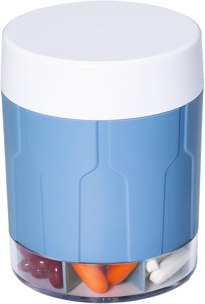 Betife Ekstra stort supplement Organizer, Weekly Pill Organizer Flaske, Daily Pill Dispenser med 7 store kompartmenter, Organizer til at holde 7 dag Vitamin Medicin, 21 etiketter og en rensebørste (blå)