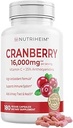 Cranberry Extract Pills Supplement 25% Proanthocyanidin med C-vitamin - Urinstof, hud, immunforsvar - 180 Veggie Kapsler - Non- GMO, Gluten- Free, Vegansk Friendly