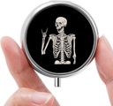 Mini Pill Box, Small Pill Box, Portable Pill Box, Cute Pill Organizer for Vitamins, Medications, Fish Oil and Supplements (Skull)