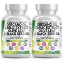 Rene nukleosteroider Oregano Oil Hvidløg Uddrag Olive Leaf Black Seed Oil - immunforsvar & fordøjelsestilskud for kvinder og mænd med vitamin D3 & zink - 2Pack