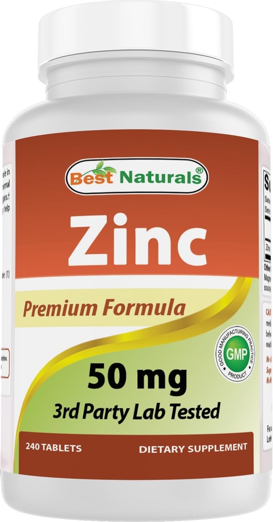 Bedste Naturals Zink supplement som Zink Gluconat 50mg 240 tabletter - immunforsvar
