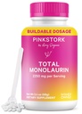 Pink Stork Monolaurin Pellets - Vegan Lauric Acid Immun & Gut Støtte til kvinder - Mikrobiologisk balance, fordøjelsesbesvær - Odorless, Scoopable Monolaurin Supplement - 226g - 75 Servering