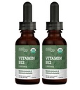 USDA Organic Vitamin B12 2000mcg Sublingual Liquid Supplement (2 - Pack) - Vegan Methylcobalamin dråber til naturlig energi, opretholde stofskiftet, og immunsystemet support - 1 Fl Oz